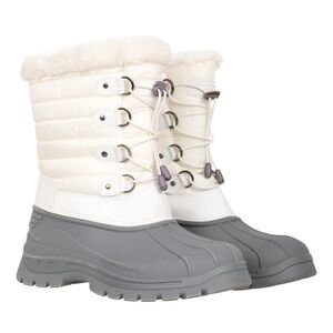 Women's White and Gray Insulated Winter Rain Boots